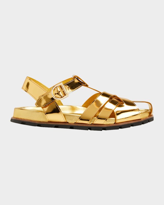 Mirror Leather Fisherman Sandals